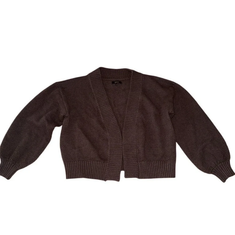 Quince 100% organic cotton waffle  open front Cardigan Sweater XS heather brown